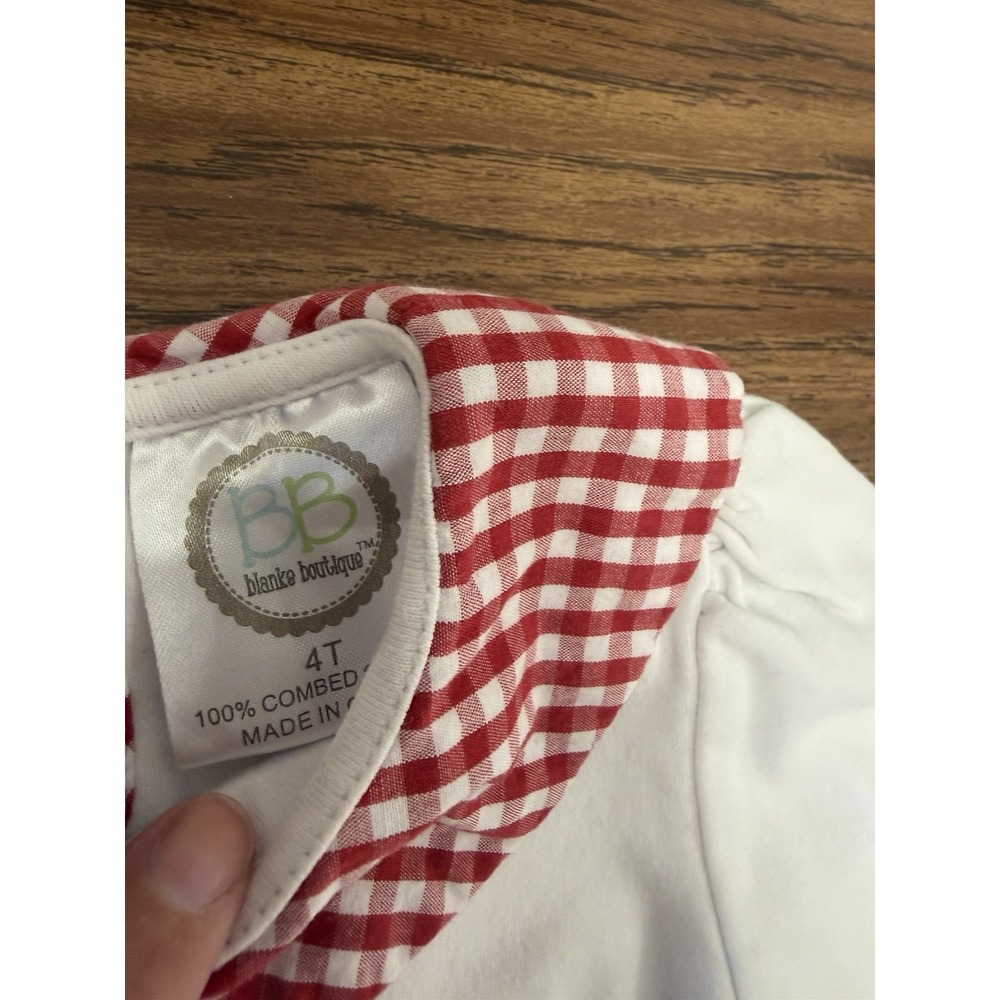 4t Blanks Boutique Girls Gingham Red Checkered Collar - Picture 3 of 3